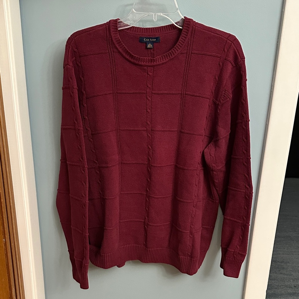 Club Room Men's Burgundy Crewneck Sweater